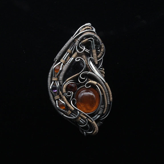 Spessartine Garnet and Amethyst 'Arch' Pendant