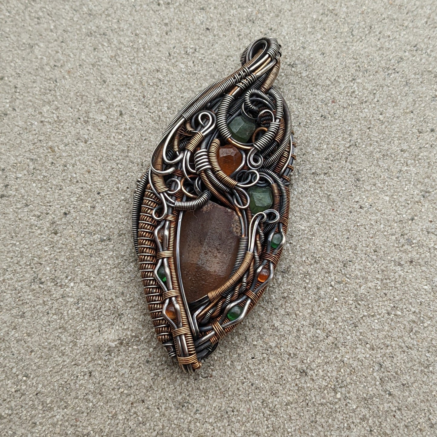 Topaz and Garnets 'Roots' Pendant