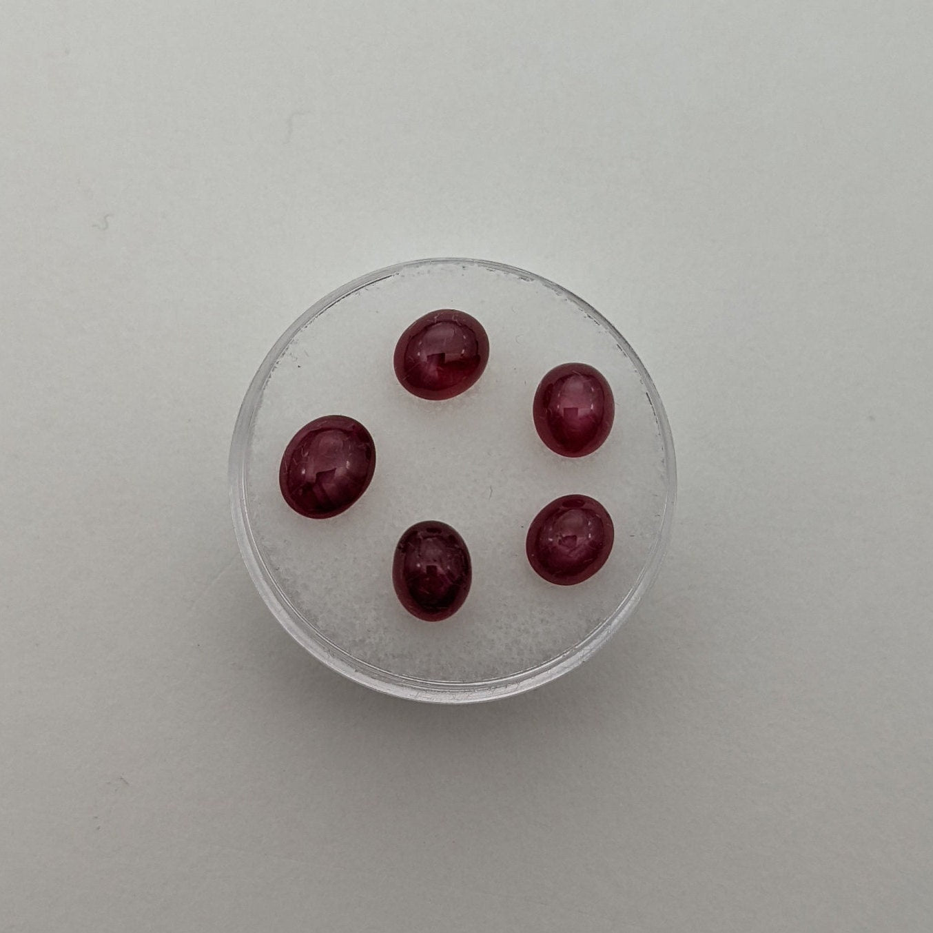 Ruby Cabochons, 5 pieces, 5-7 mm, 6.40 carats, Jewelry Supply, July Birthstone