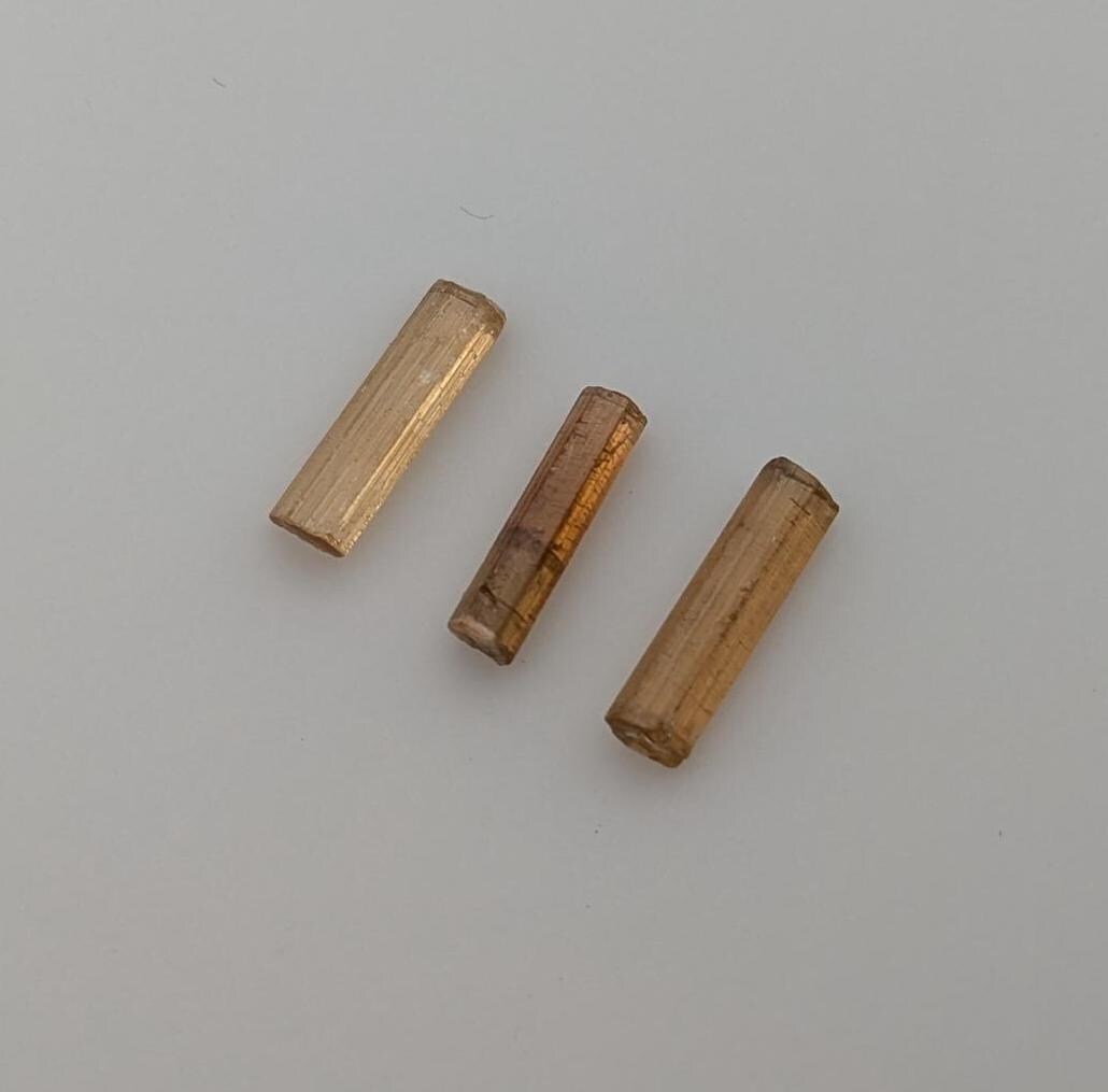 Dravite Tourmaline from Tanzania, 3 pieces 4.38 carats, 12-13 mm length