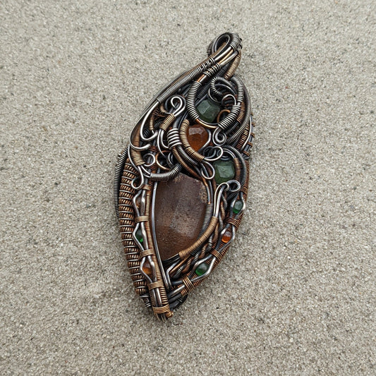 Topaz and Garnets 'Roots' Pendant