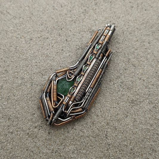 Tsavorite Garnet and Emerald 'Tek' Pendant