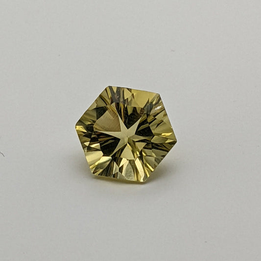 Lemon Quartz Hexagon Fancy Cut, 12 mm x 10 mm, 3.81 carats, Jewelry Supply, Gemstone, Minerals