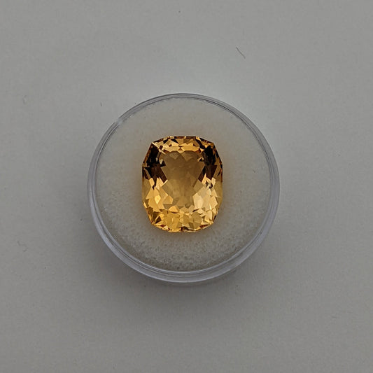 Cushion Cut Citrine , 15 mm x 12 mm, 10.50 carats, Jewelry Supply, Collectable, Birthstone,  Facet Gem