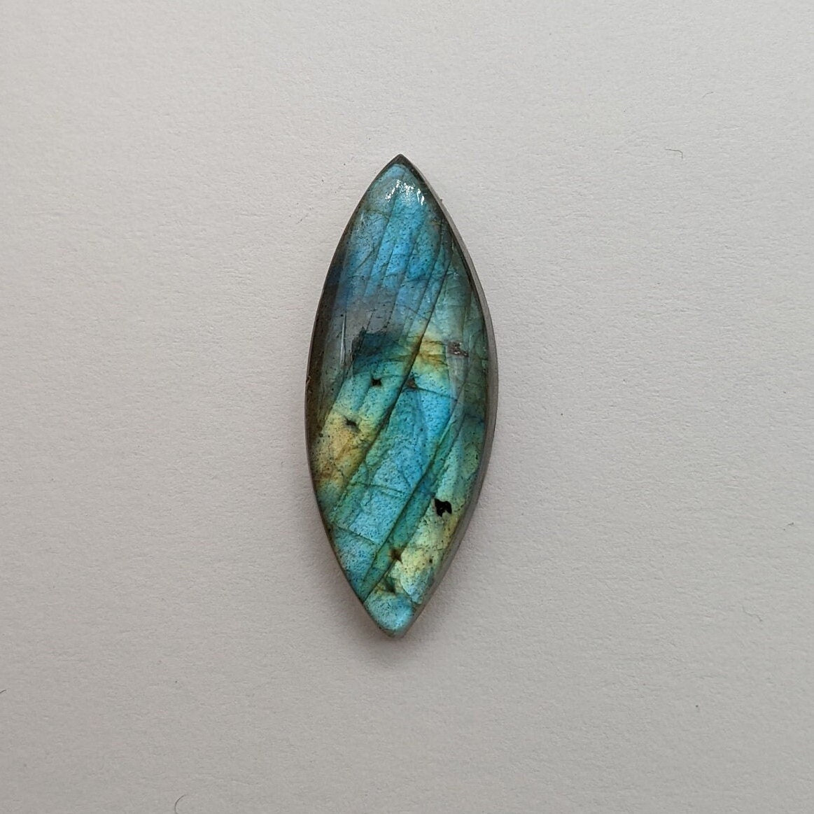 Labradorite Cabochon, Ellipse Shape 30 mm x 12 mm, 14.45 ct