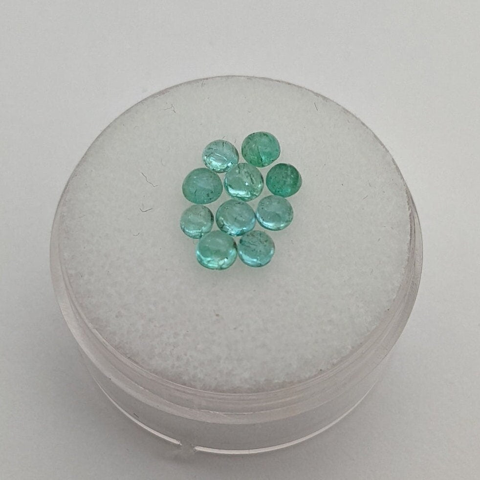 Panjshir Emerald, 10 pieces, ~3 mm round cabochon , Accent Size, Jewelry Supply, Birthstone, Cabochon