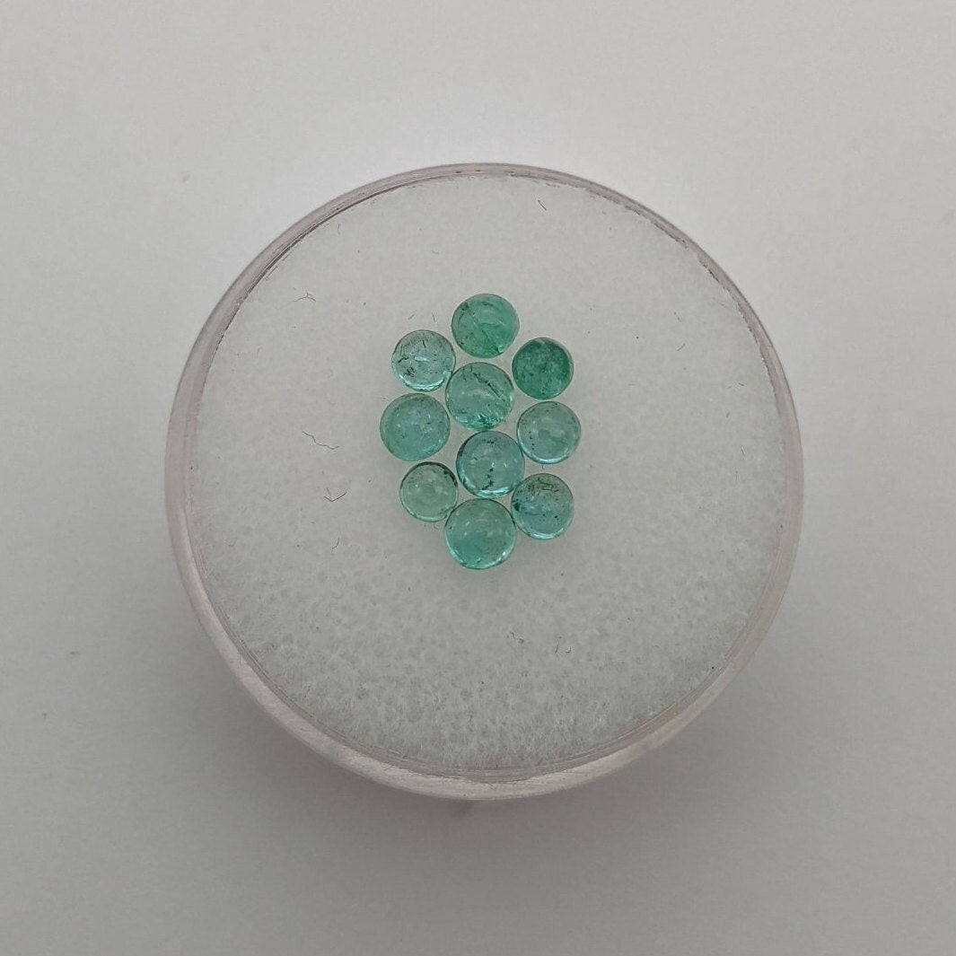Panjshir Emerald, 10 pieces, ~3 mm round cabochon , Accent Size, Jewelry Supply, Birthstone, Cabochon