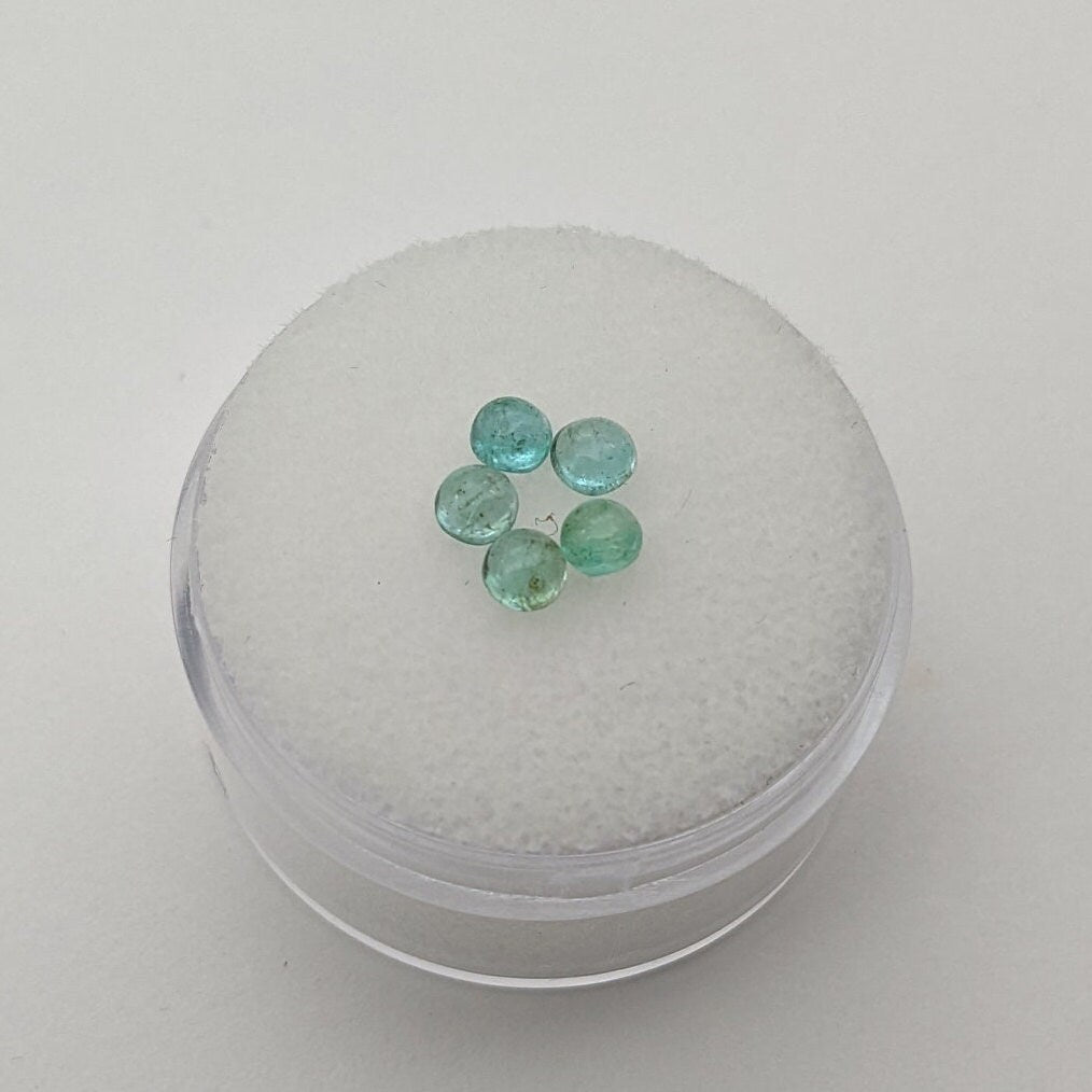 Panjshir Emerald Cabochons, 5 Piece Lot, Accent Gemstones