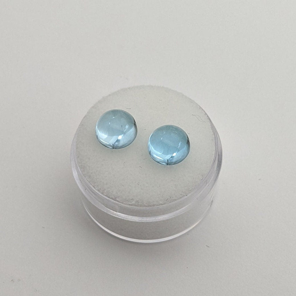 Topaz Cabochon 8 mm Round, 2 pieces, Jewelry Supply, Birthstone, Wire Wrapping, Gemstone, Jewelry Making