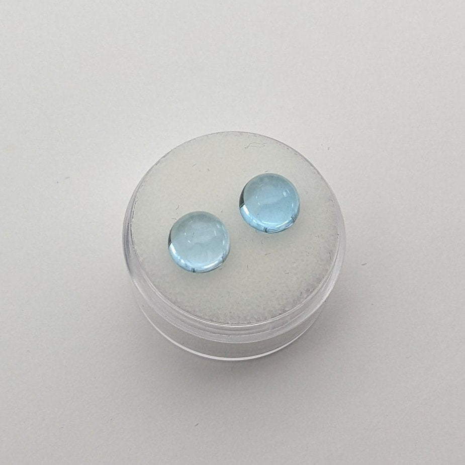 Topaz Cabochon 8 mm Round, 2 pieces, Jewelry Supply, Birthstone, Wire Wrapping, Gemstone, Jewelry Making