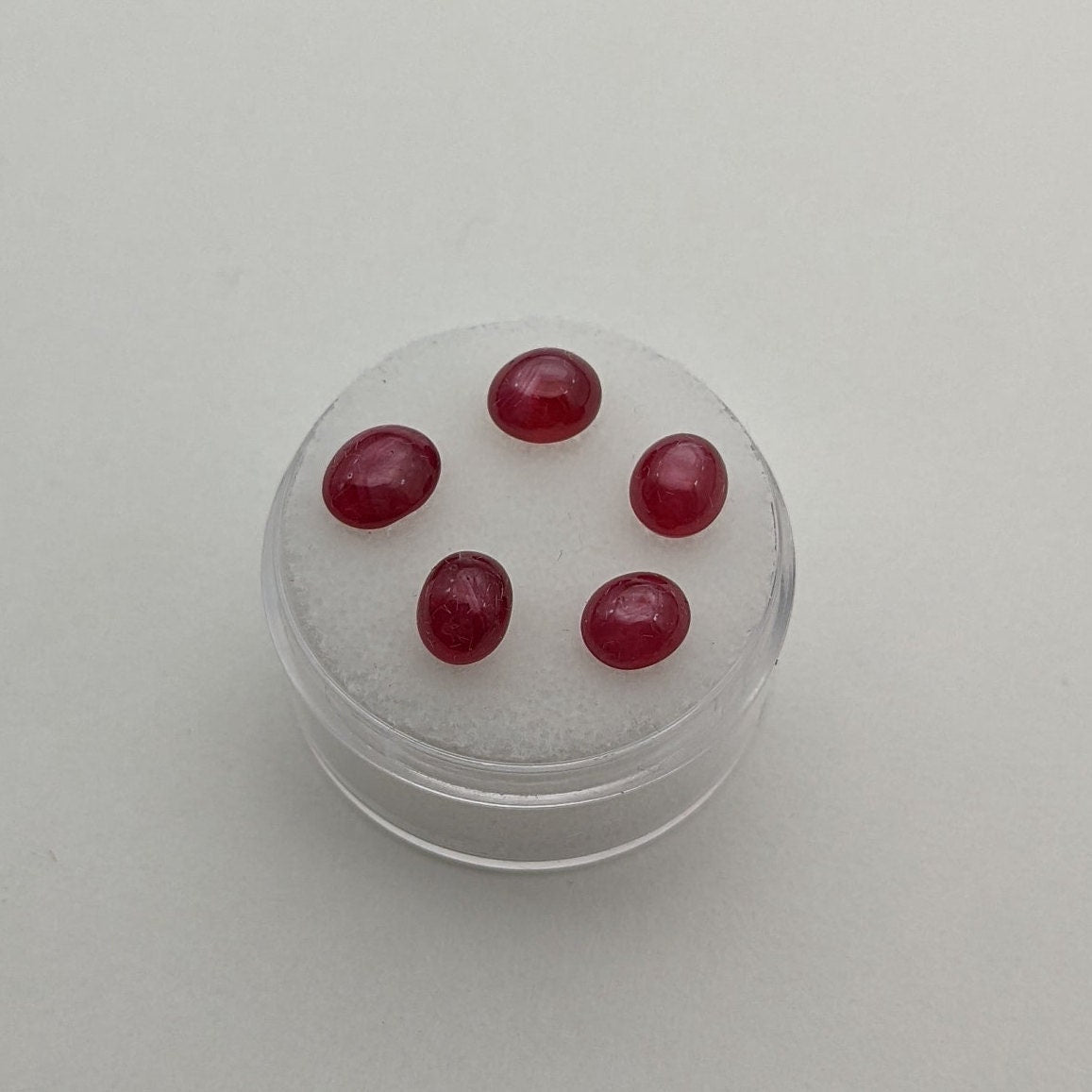Ruby Cabochons, 5 pieces, 5-7 mm, 6.40 carats, Jewelry Supply, July Birthstone
