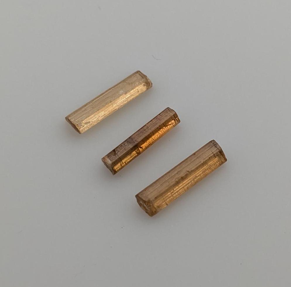 Dravite Tourmaline from Tanzania, 3 pieces 4.38 carats, 12-13 mm length