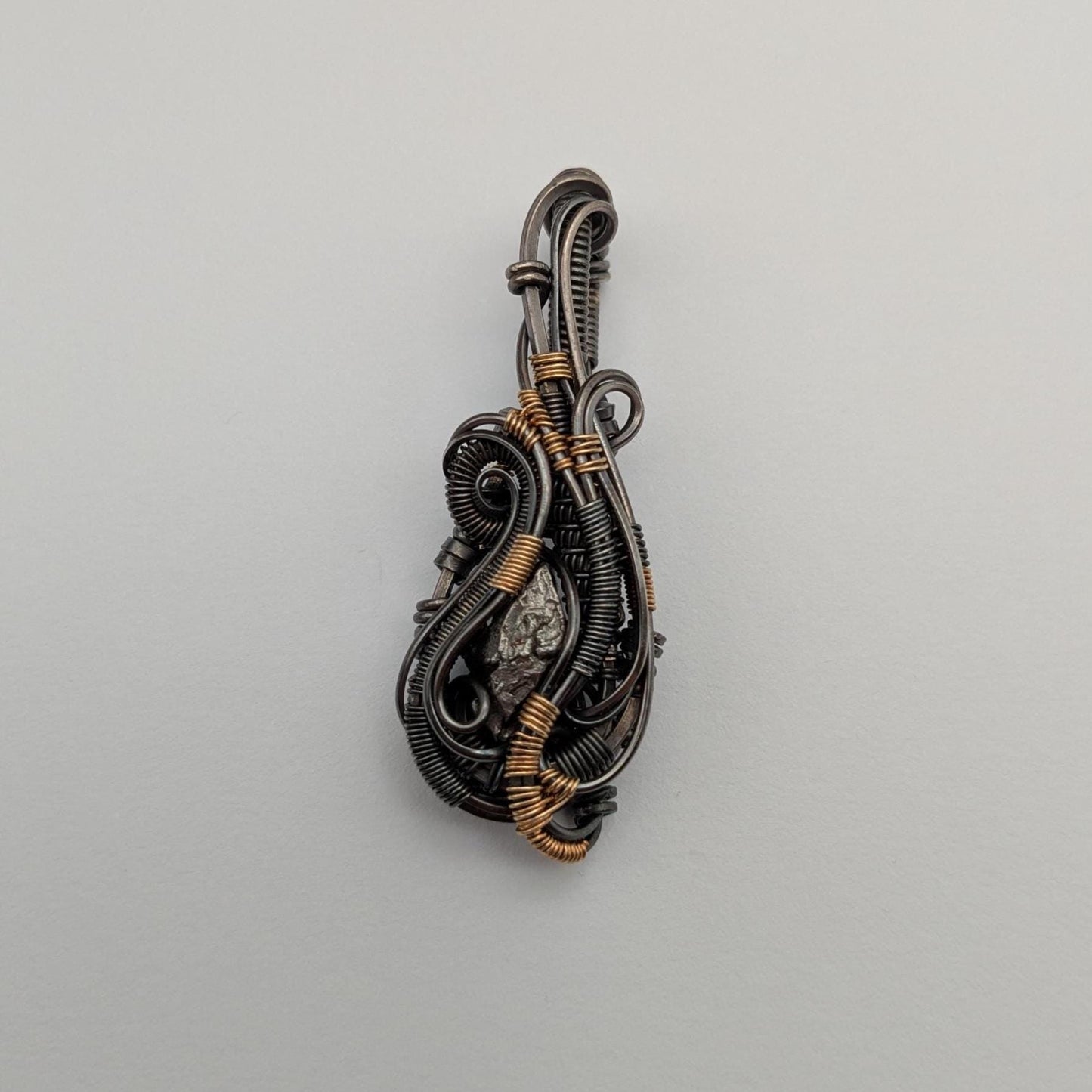 Campo del Cielo Meteorite Pendant in Sterling Silver and 14/20 Gold Fill Accents