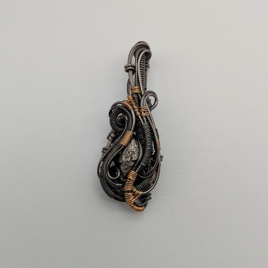 Campo del Cielo Meteorite Pendant in Sterling Silver and 14/20 Gold Fill Accents
