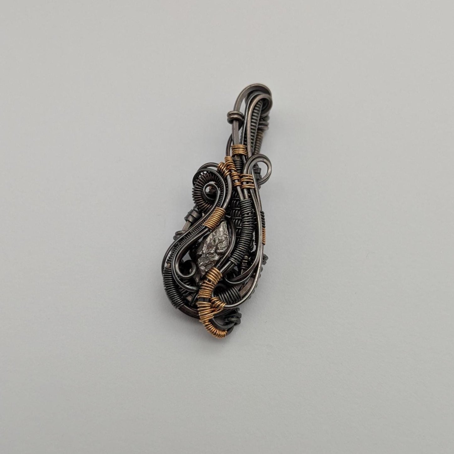 Campo del Cielo Meteorite Pendant in Sterling Silver and 14/20 Gold Fill Accents